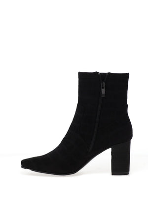 Caprice Croc Print Heeled Ankle Boots, Black