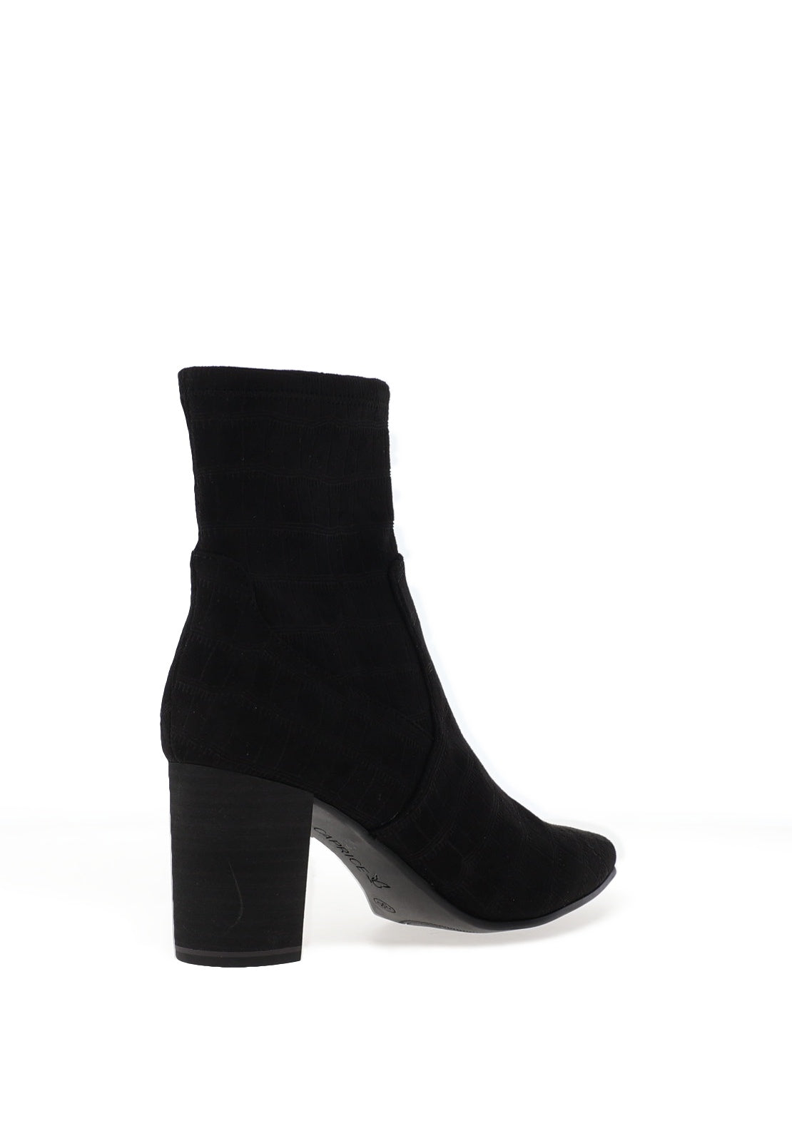 Caprice Croc Print Heeled Ankle Boots, Black