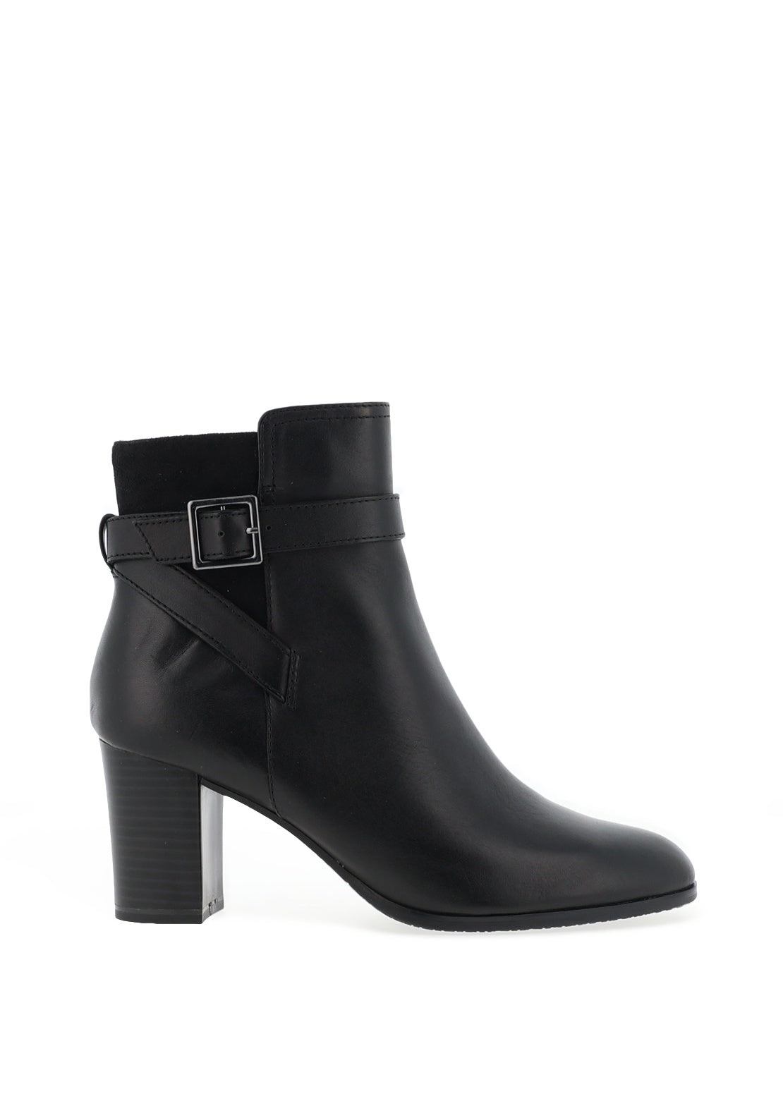 Caprice Leather Multi Strap High Heeled Boots, Black