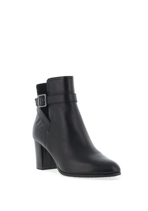 Caprice Leather Multi Strap High Heeled Boots, Black
