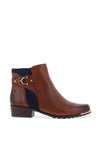 Caprice Leather Buckle Detail Heeled Boots, Cognac & Ocean