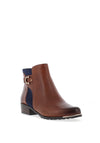 Caprice Leather Buckle Detail Heeled Boots, Cognac & Ocean