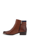 Caprice Leather Buckle Detail Heeled Boots, Cognac & Ocean