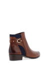 Caprice Leather Buckle Detail Heeled Boots, Cognac & Ocean