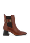 Caprice Leather Buckle Heeled Boots, Cognac