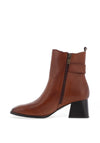 Caprice Leather Buckle Heeled Boots, Cognac