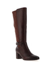 Caprice Wide Fit Leather Knee High Heeled Boots, Dark Brown
