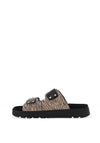 Caprice Leather Double Strap Mule Sandals, Black