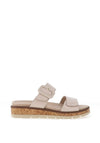 Caprice Wide Fit Patent Leather Platform Mule Sandals, Cream