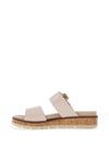 Caprice Wide Fit Patent Leather Platform Mule Sandals, Cream