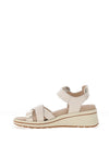 Caprice Wide Fit Leather Multi Strap Wedge Sandals, Nude