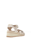 Caprice Wide Fit Leather Multi Strap Wedge Sandals, Nude