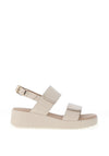 Caprice Nappa Leather Dual Strap Leopard Sandals, Off White