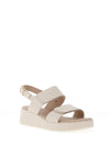 Caprice Nappa Leather Dual Strap Leopard Sandals, Off White
