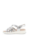 Caprice Leather Metallic Woven Strap Sandals, Silver