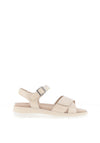 Caprice Shimmering Leather Strap Sandals, Cream