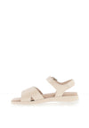 Caprice Shimmering Leather Strap Sandals, Cream