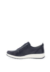 Caprice Pebbled Leather Side Zip Trainers, Navy