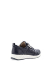 Caprice Pebbled Leather Side Zip Trainers, Navy