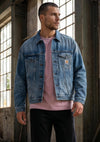 Carhartt WIP Helston Paint Splatter Denim Jacket, Washed Blue