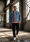 Carhartt WIP Helston Paint Splatter Denim Jacket, Washed Blue