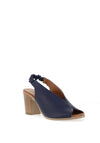CARL SCARPA Buttercup Leather Peep Toe Sling Back Heeled Sandals, Navy