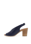 CARL SCARPA Buttercup Leather Peep Toe Sling Back Heeled Sandals, Navy