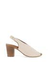 CARL SCARPA Buttercup Leather Peep Toe Sling Back Heeled Sandals, Off White
