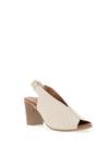 CARL SCARPA Buttercup Leather Peep Toe Sling Back Heeled Sandals, Off White