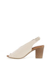 CARL SCARPA Buttercup Leather Peep Toe Sling Back Heeled Sandals, Off White