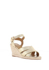 CARL SCARPA Liscata Faux Leather Criss Cross Wedge Heeled Sandals, Gold
