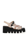 CARL SCARPA Struzini Wedge Leather Multi Strap Sandals, Black & Beige