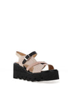 CARL SCARPA Struzini Wedge Leather Multi Strap Sandals, Black & Beige