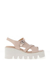 CARL SCARPA Struzini Wedge Leather Multi Strap Sandals, Pink & Rose Gold