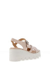 CARL SCARPA Struzini Wedge Leather Multi Strap Sandals, Pink & Rose Gold