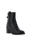 Carmela Leather Stich Detail Block Heel Boots, Black