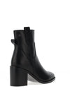 Carmela Leather Stich Detail Block Heel Boots, Black