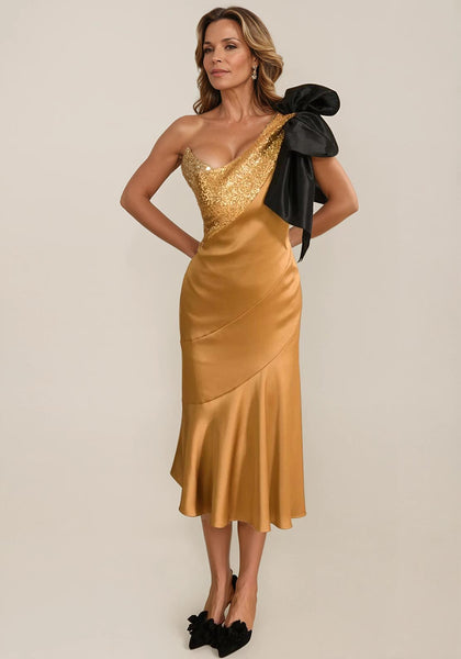 Sisters By Caroline Kilkenny Kennedy Sequin Satin Maxi Dress, Gold - McElhinneys Sisters By Caroline Kilkenny Kennedy Sequin Satin Maxi Dress, Gold - McElhinneys