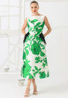 Caroline Kilkenny Dee Floral Feather Trim Dress, Green
