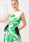 Caroline Kilkenny Dee Floral Feather Trim Dress, Green