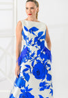 Caroline Kilkenny Dee Floral Feather Trim Dress, Blue
