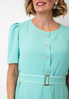 Caroline Kilkenny Carrie Button Belted Pencil Dress, Turquoise