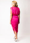 Caroline Kilkenny Lilac Asymmetric Ruched Pencil Dress, Cerise Pink
