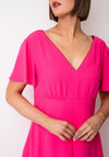 Caroline Kilkenny Molly V Neck Flared Dress, Pink
