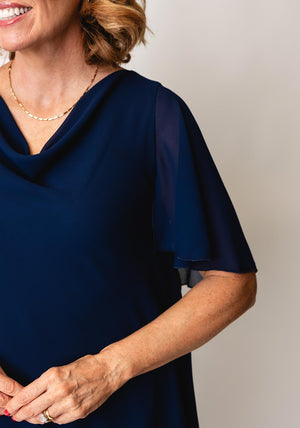 Allison Tiered Top and Trousers Twin Set, Navy