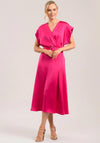 Caroline Kilkenny Calm Wrap Belt Midi Dress, Cerise Pink