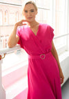 Caroline Kilkenny Calm Wrap Belt Midi Dress, Cerise Pink