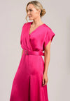 Caroline Kilkenny Calm Wrap Belt Midi Dress, Cerise Pink