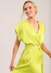 Caroline Kilkenny Calm Wrap Belt Midi Dress, Green