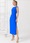 Caroline Kilkenny Erin Satin Shoulder Pencil Dress, Blue